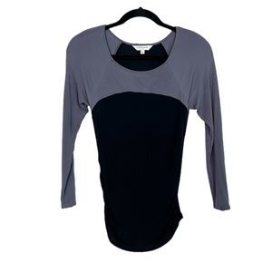 L.K. BENNETT Black and Gray two tone Ruched Side Top size XS